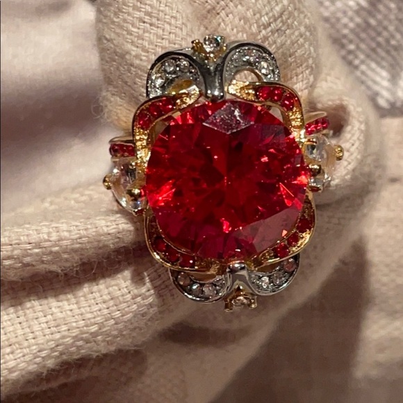 Chunky Orange Diamond Statement Ring Size 6.5 NWTS - Picture 9 of 14